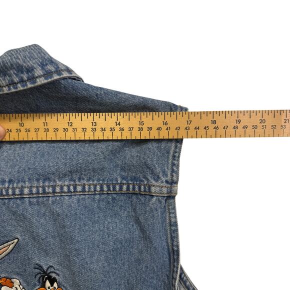 Vintage 1996 Warner Bros Studio Store Looney Tunes Embroidered Denim Vest XL - Picture 3 of 9